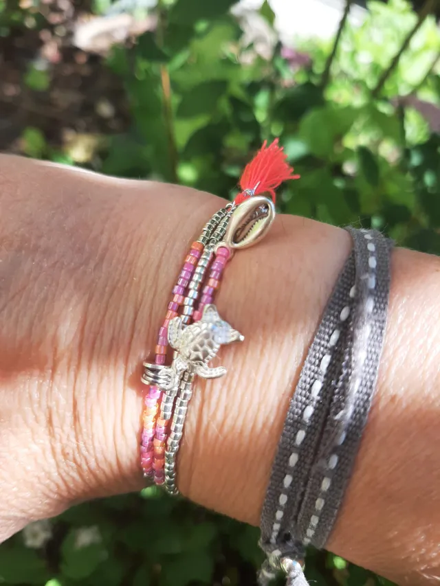 Les Ailes de Gloria Tortuga bracelet multirangs fantaisie femme