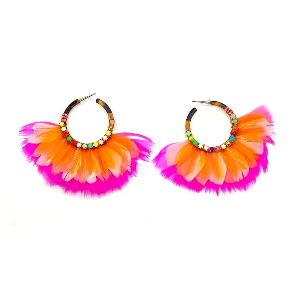 Hypnochic Kali boucle oreille créole nacre plume
