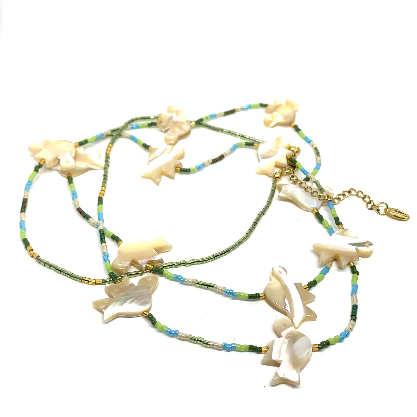 HYPNOCHIC TOTEM sautoir long oiseau nacre perles Miyuki