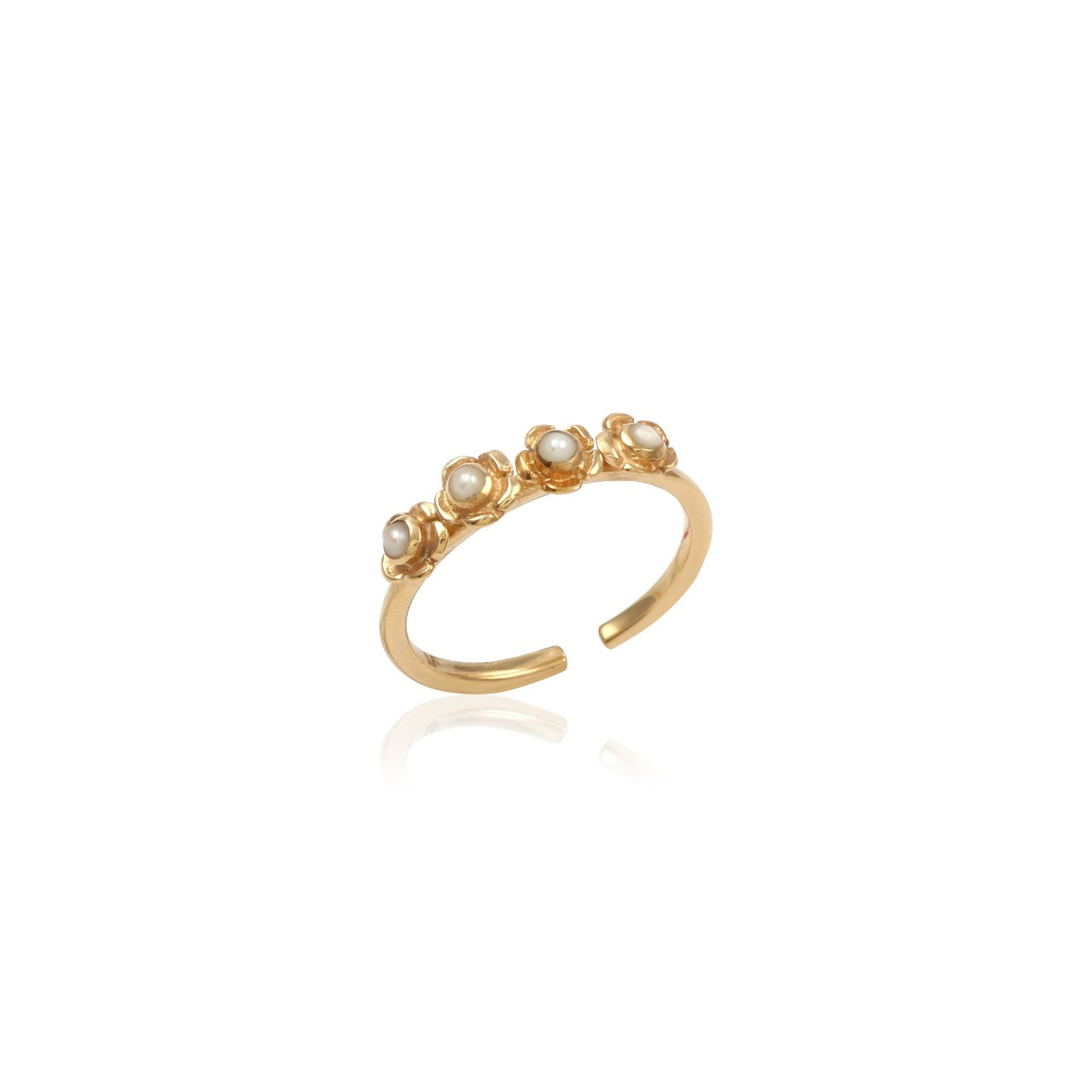 Leticia Ponti Hortense bague perles ajustable plaqué or