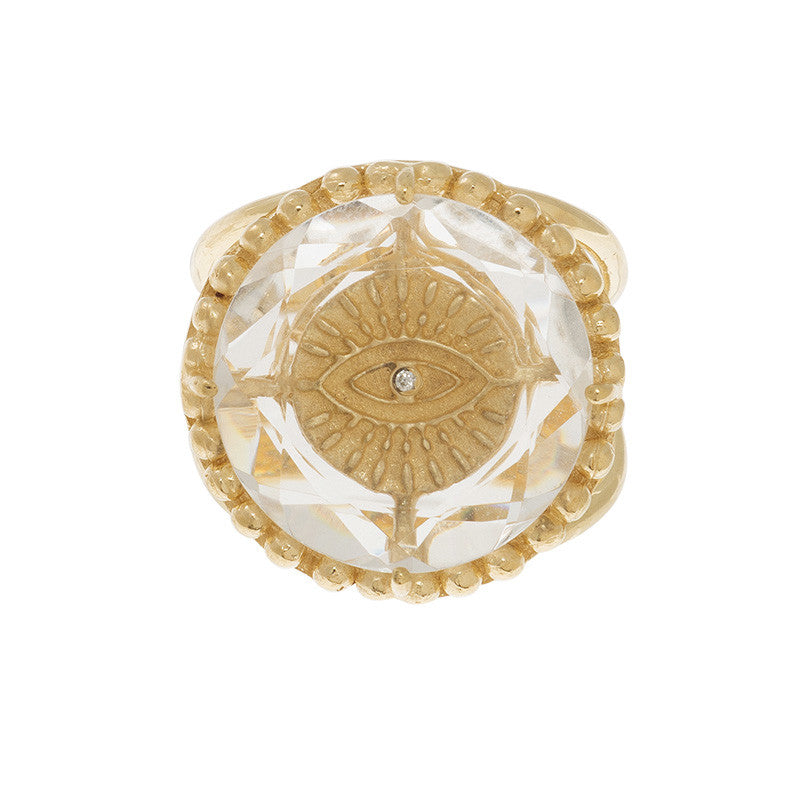 Leticia Ponti Luck Talisman bague cristal taille 52 plaqué or