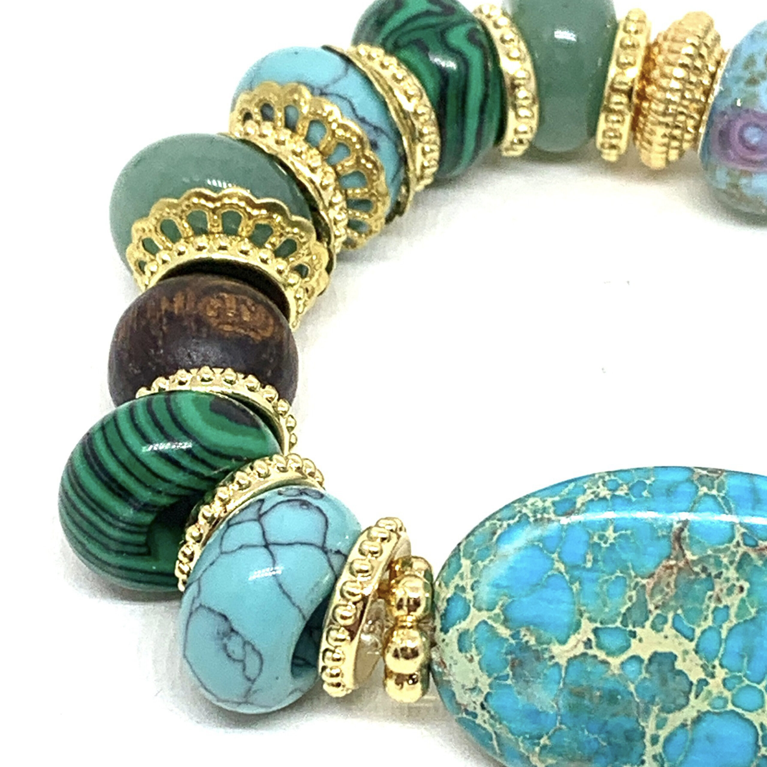 Hypnochic Deva bracelet pierres turquoise œil de tigre