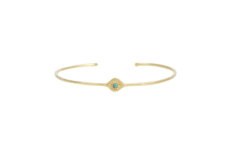 Leticia Ponti Jonc Arami jonc turquoise plaqué or