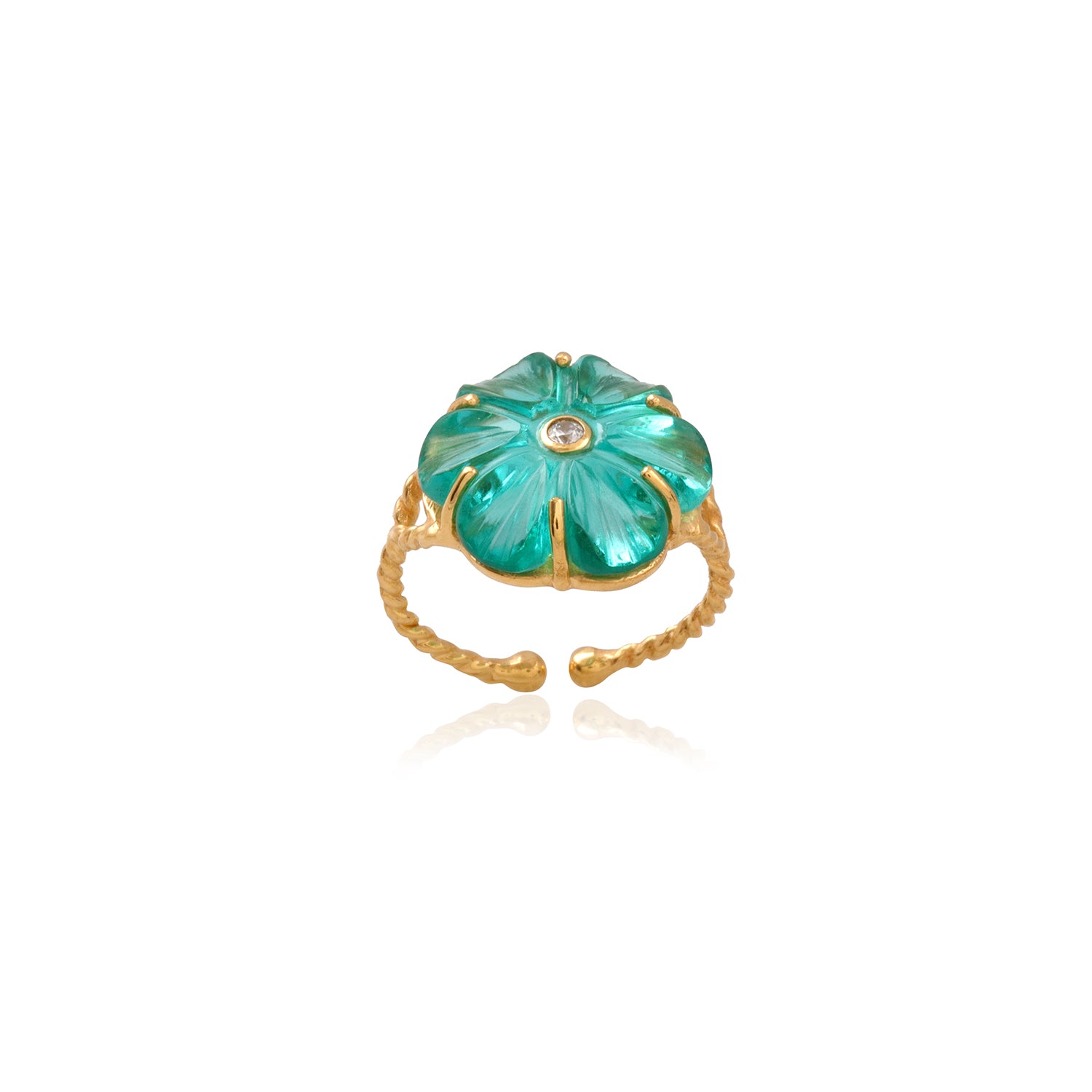 Leticia Ponti Iris bague fleur cristal apatite verte ajustable
