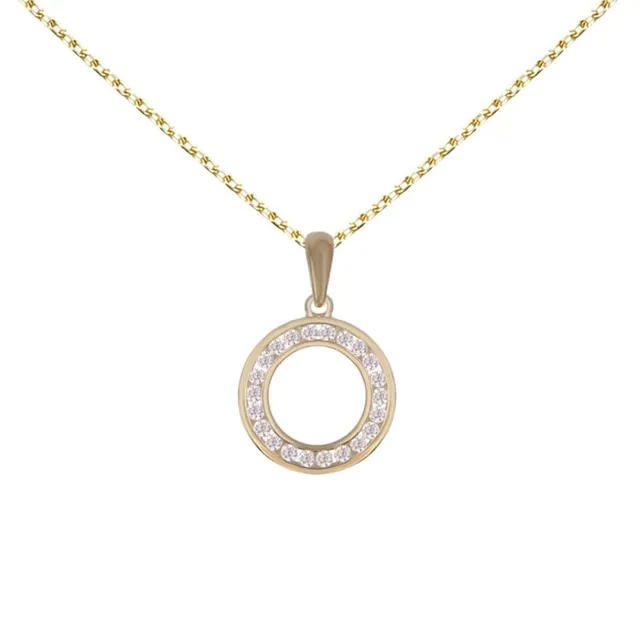 L'Atelier d'Azur Cercle Or Jaune collier zirconiums 1,2 cm 45 cm
