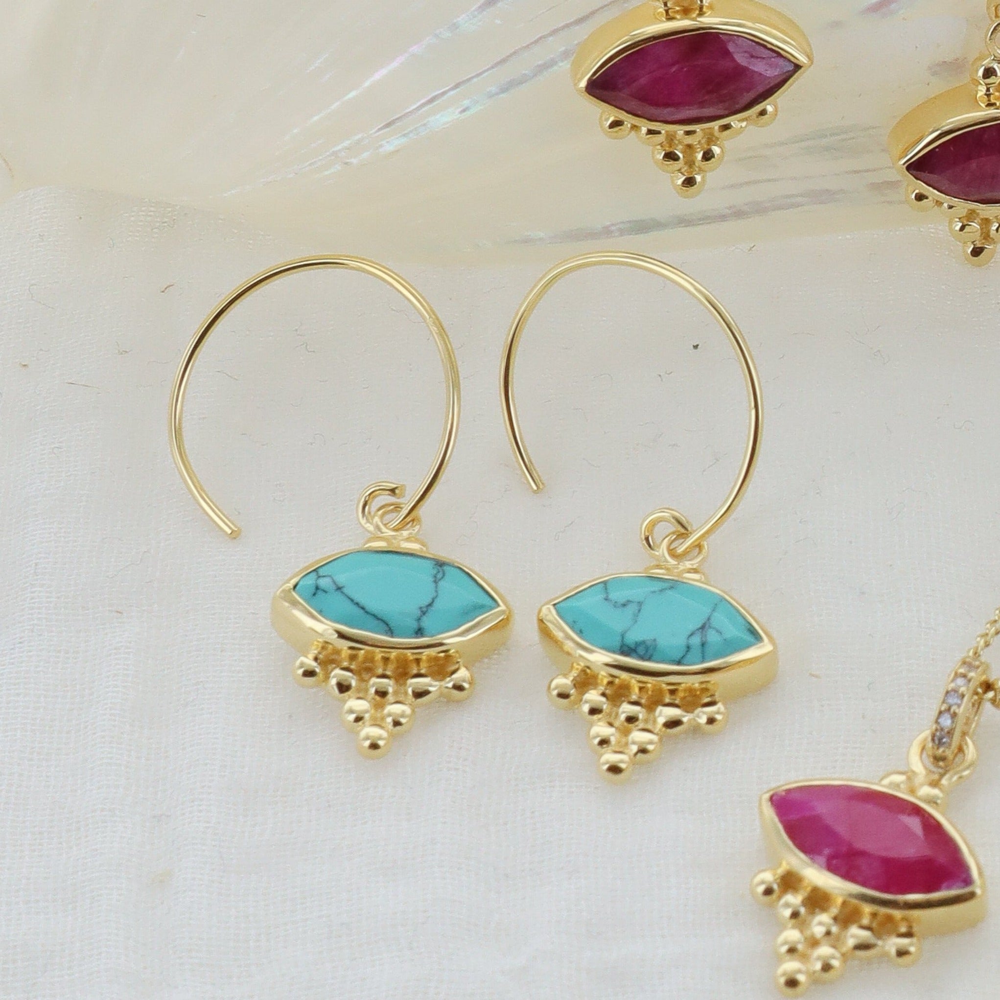 Leticia Ponti Lucie boucles d'oreilles malachite plaqué or