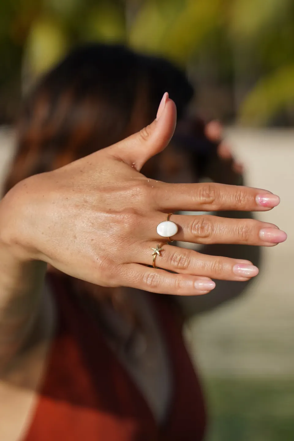 Pachanana Bagues pierres bague acier inoxydable anti-allergène