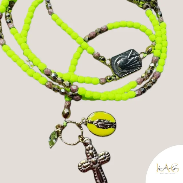 Les Ailes de Gloria Sautoir Chapelet Boho Yellow collier long