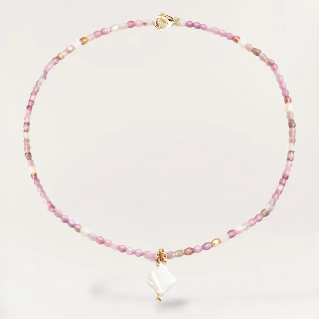 Ô PLUM AMBRINE collier tourmaline rose plaqué or 39/42 cm