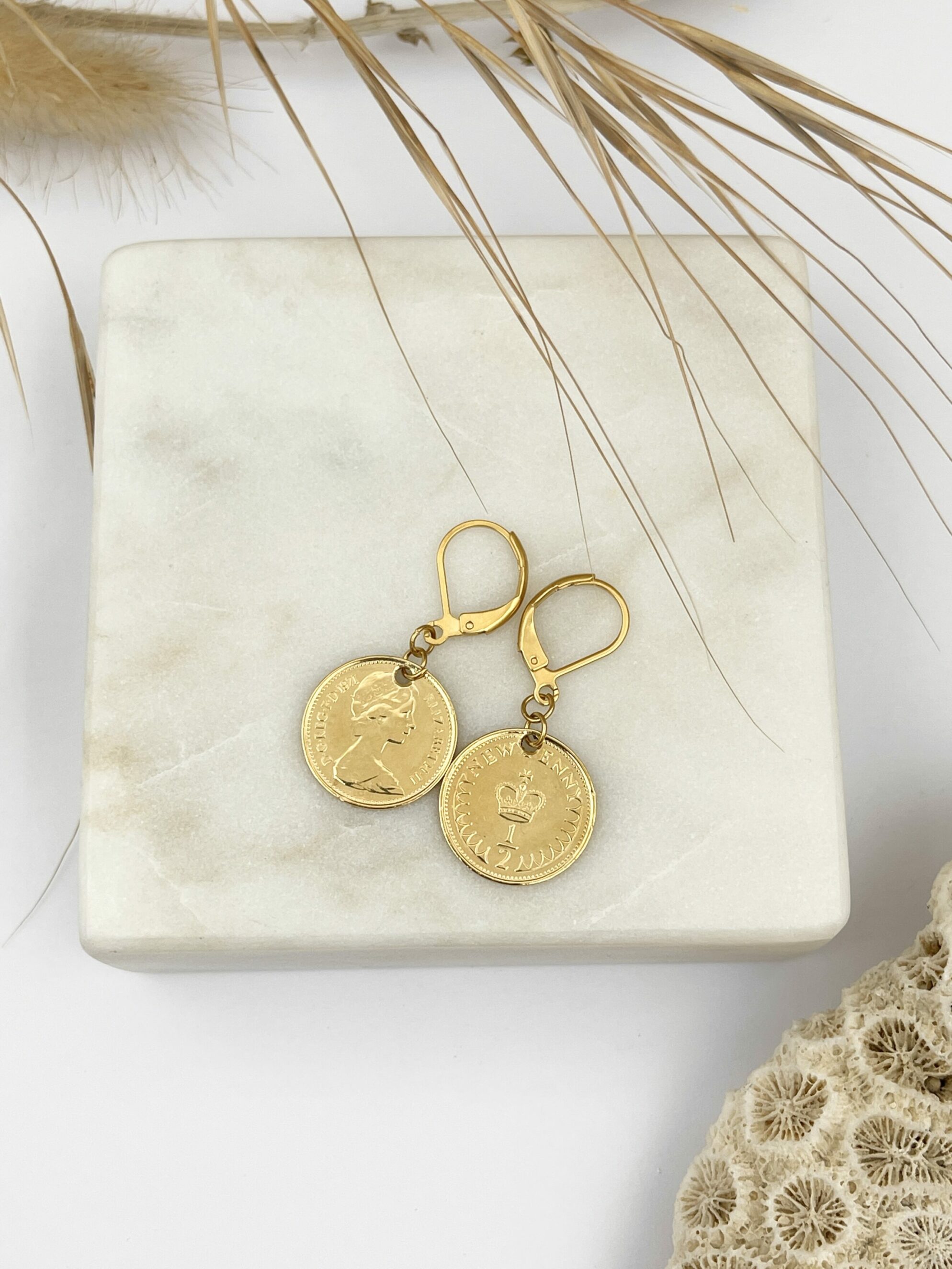 Le P’tit Franc 1/2 Penny boucles d’oreilles dormeuses