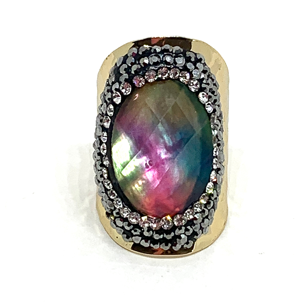 Hypnochic Dazzle Shell bague dorée strass ajustable