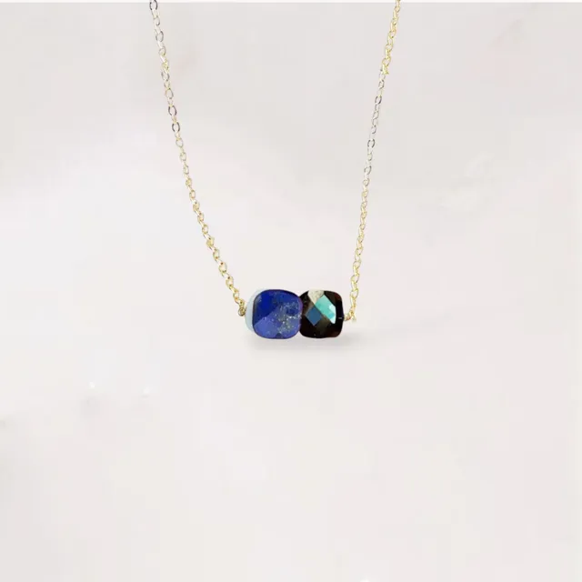 Ô PLUM Aliénor Sodalite collier plaqué or 42/45 cm