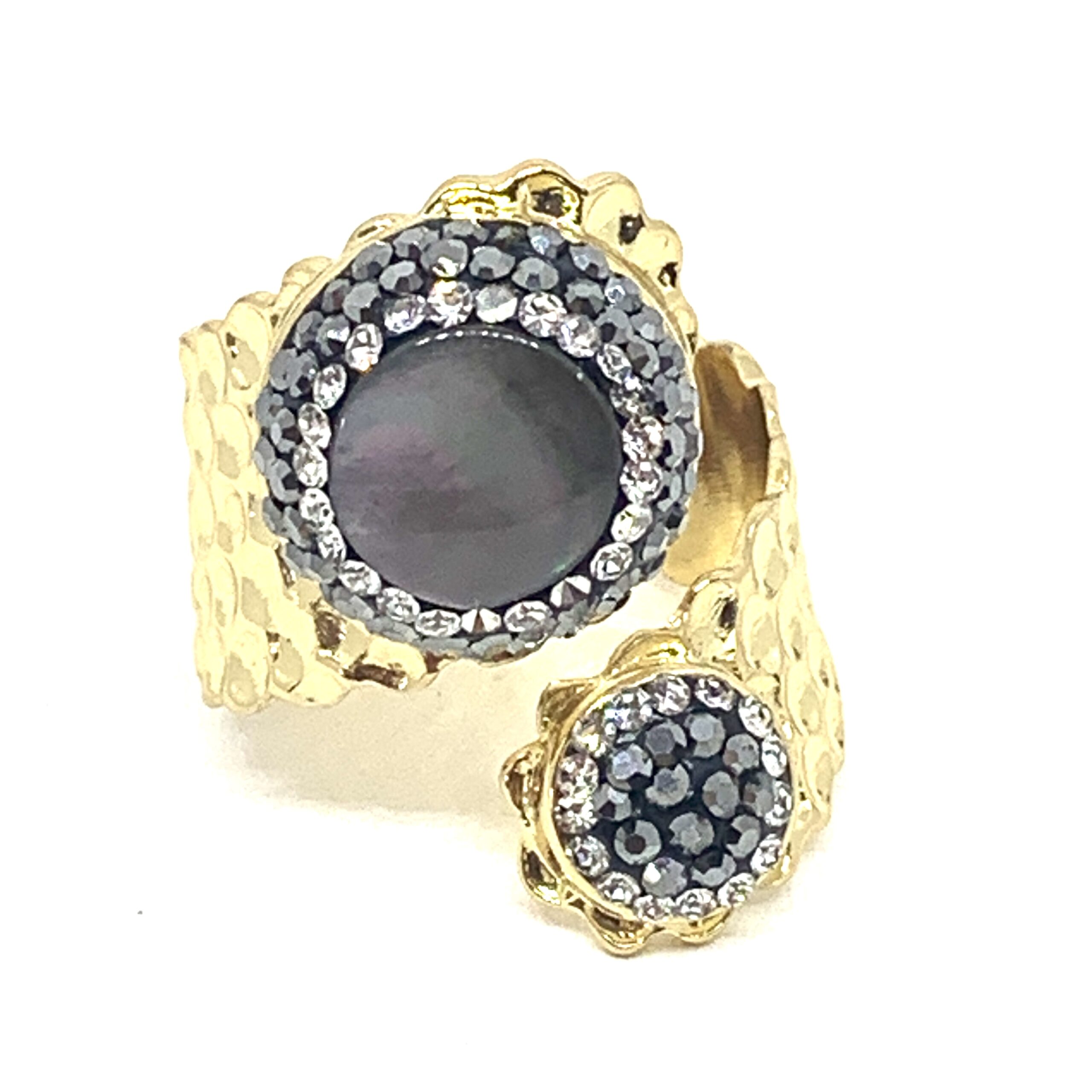 Hypnochic Melina bague ajustable dorée nacre grise