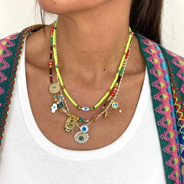 HYPNOCHIC Occhi collier fantaisie 3 rangs perles