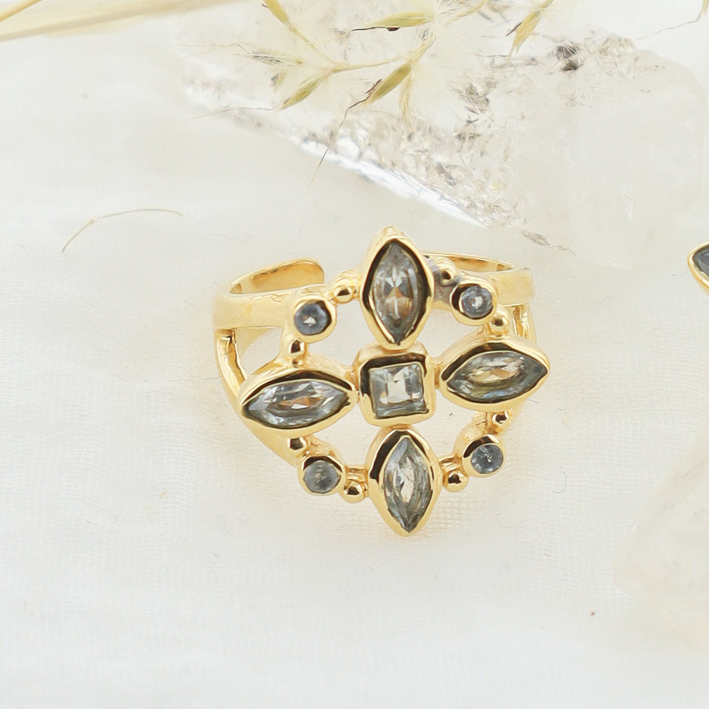 Leticia Ponti Rosie bague améthyste vert ajustable XL