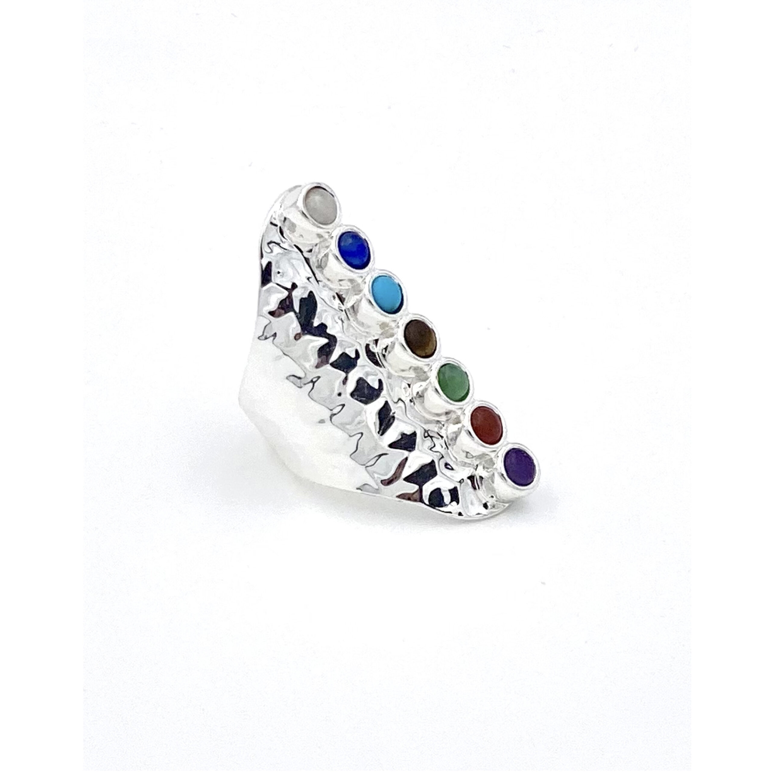 Hypnochic Chakra bague argentée 7 pierres femme