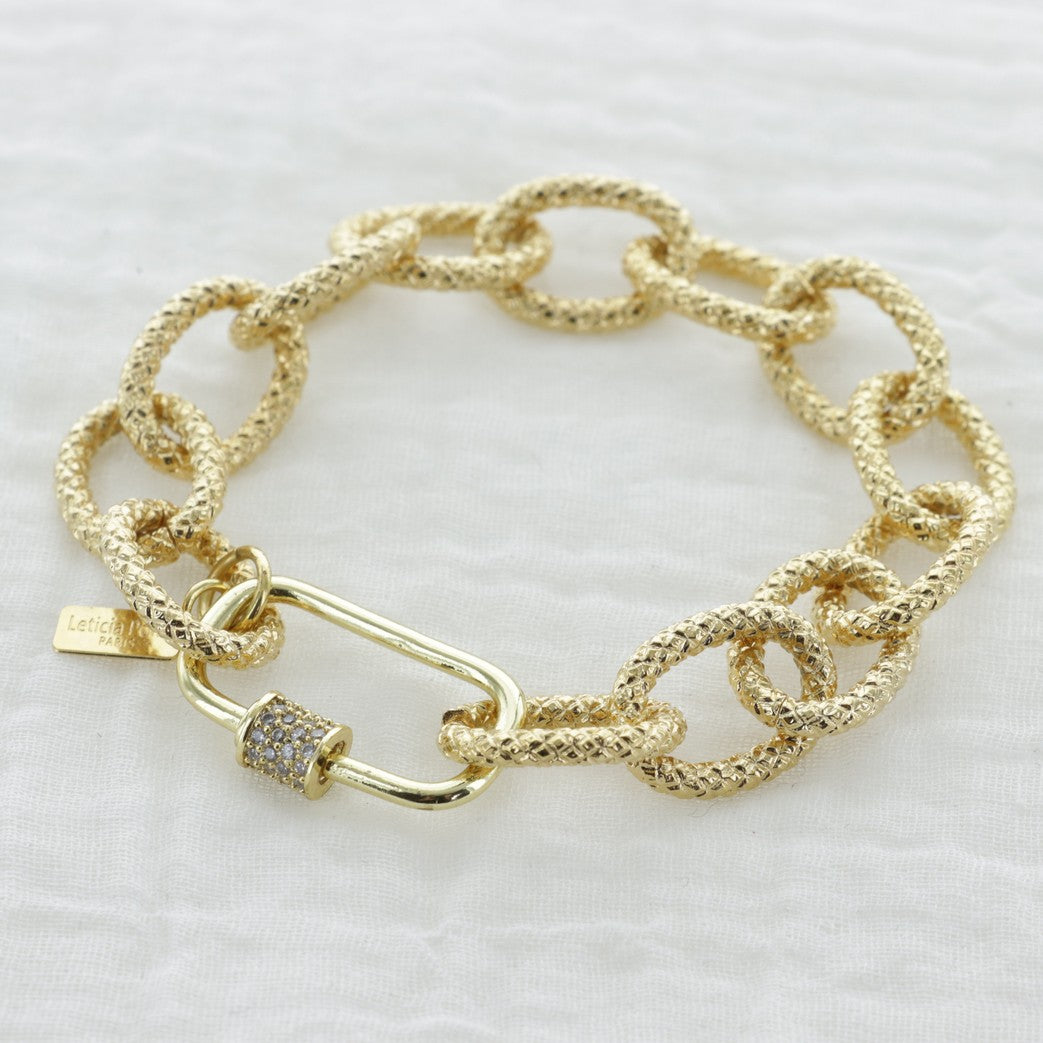 Leticia Ponti Célia bracelet chaîne zircon blanc 18 cm doré