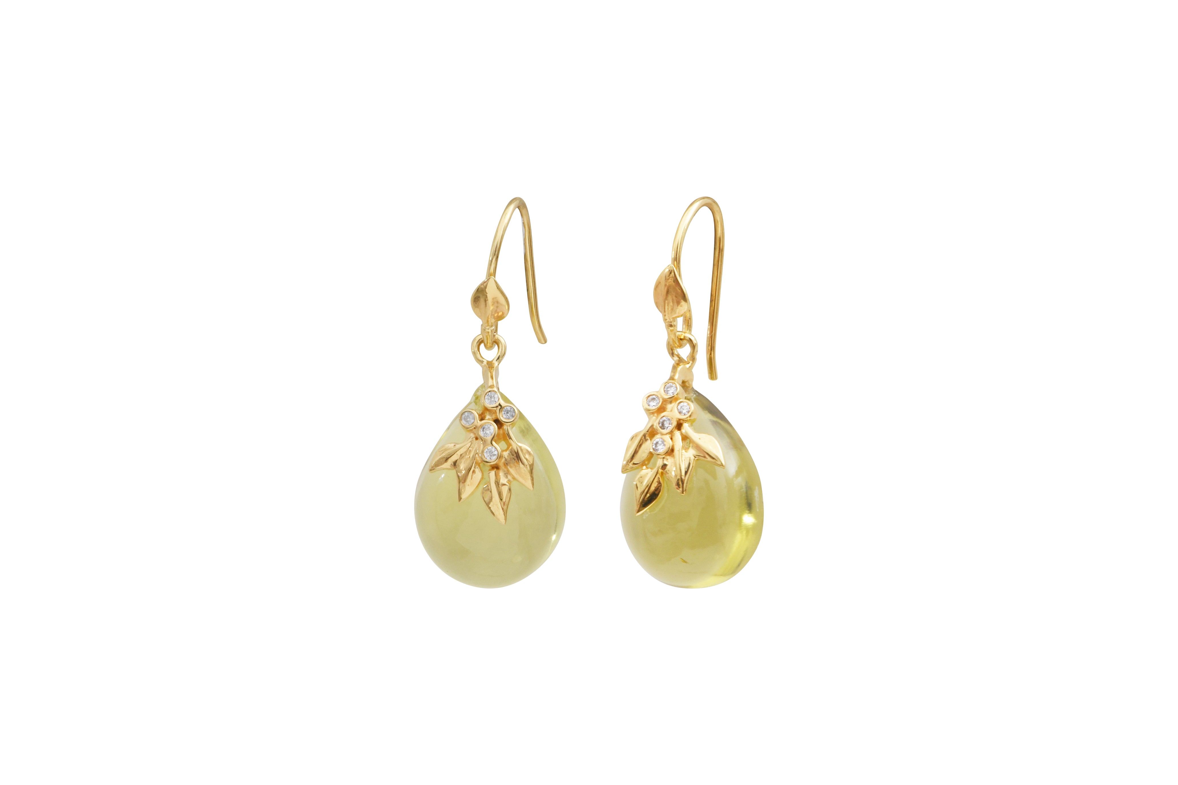 Leticia Ponti Flora boucles d'oreilles quartz rose plaqué or