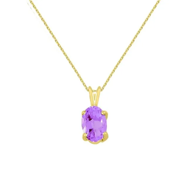 L'Atelier d'Azur pendentif or jaune améthyste ovale chaîne offerte
