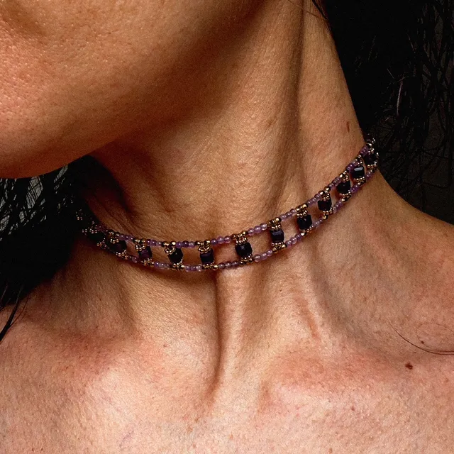 Mad So Creation Jaya choker améthyste violet 32,5 cm