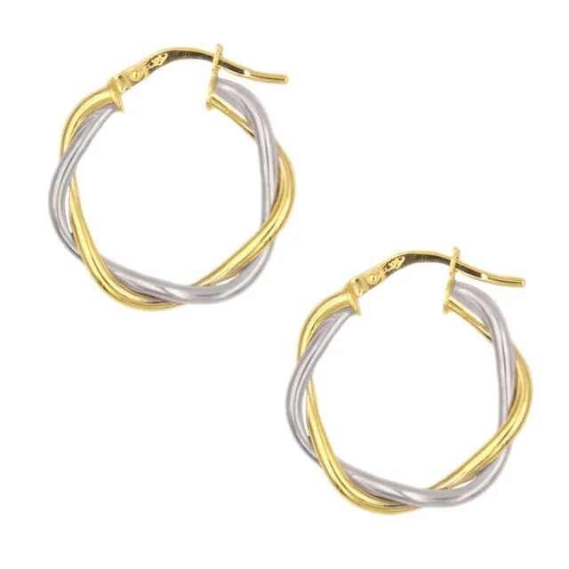 L'Atelier d'Azur Créoles Or Bicolore Torsadé boucles d'oreilles 2 cm