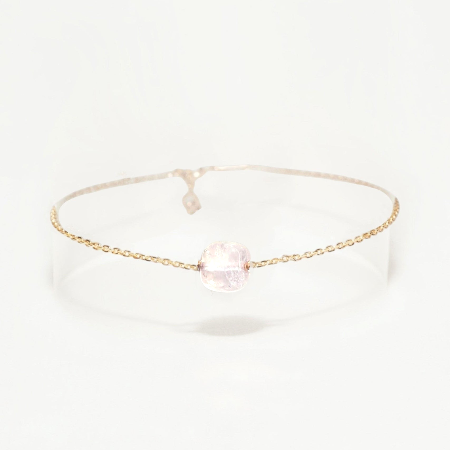 Ô PLUM Bracelet chaîne CHARLIE quartz rose plaqué or