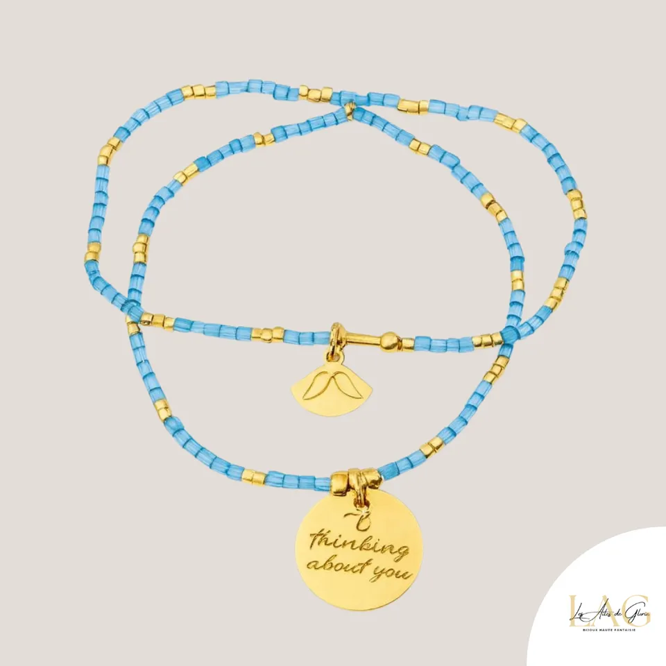 Les Ailes de Gloria Mantra Thinking About You bracelet gravé