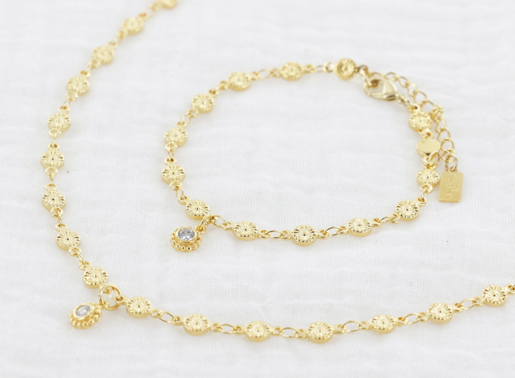 Leticia Ponti Tina collier fleur zircon 40 cm