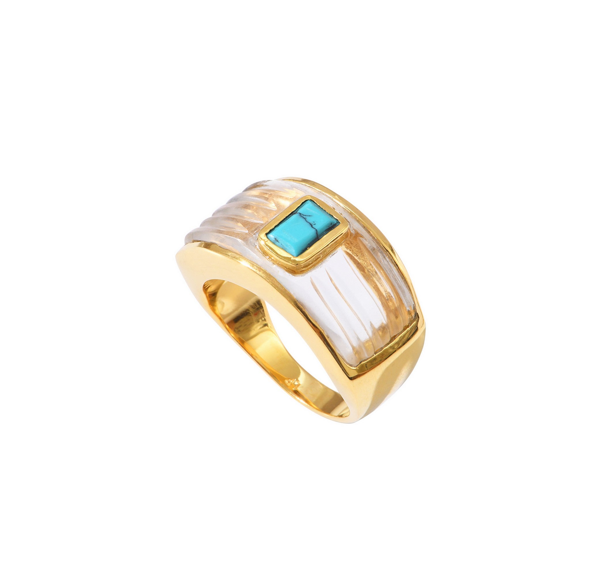 Leticia Ponti Olivia bague turquoise taille 52 plaqué or