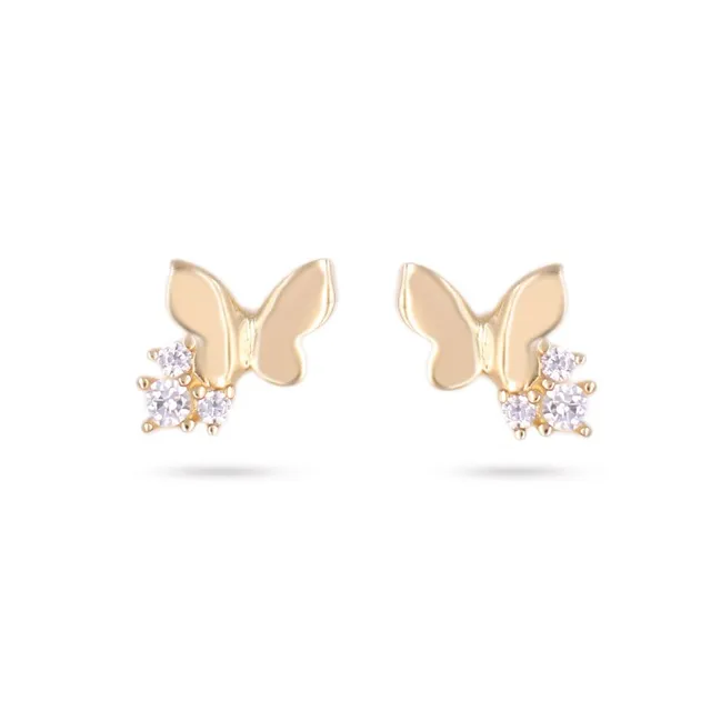 L'Atelier d'Azur Papillons boucles d'oreilles or jaune zirconiums