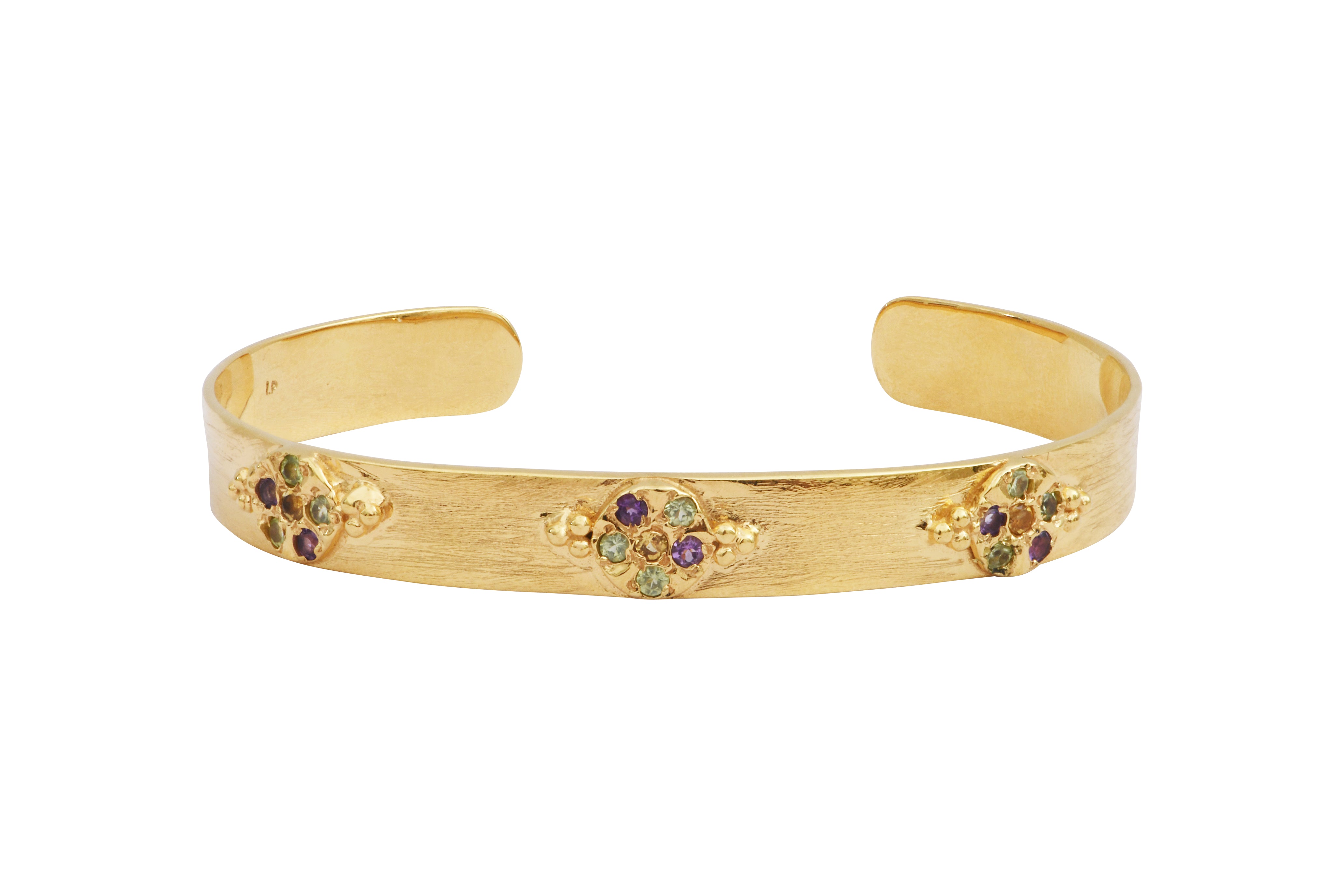 Leticia Ponti Gina Tourmaline bracelet fleurs plaqué or