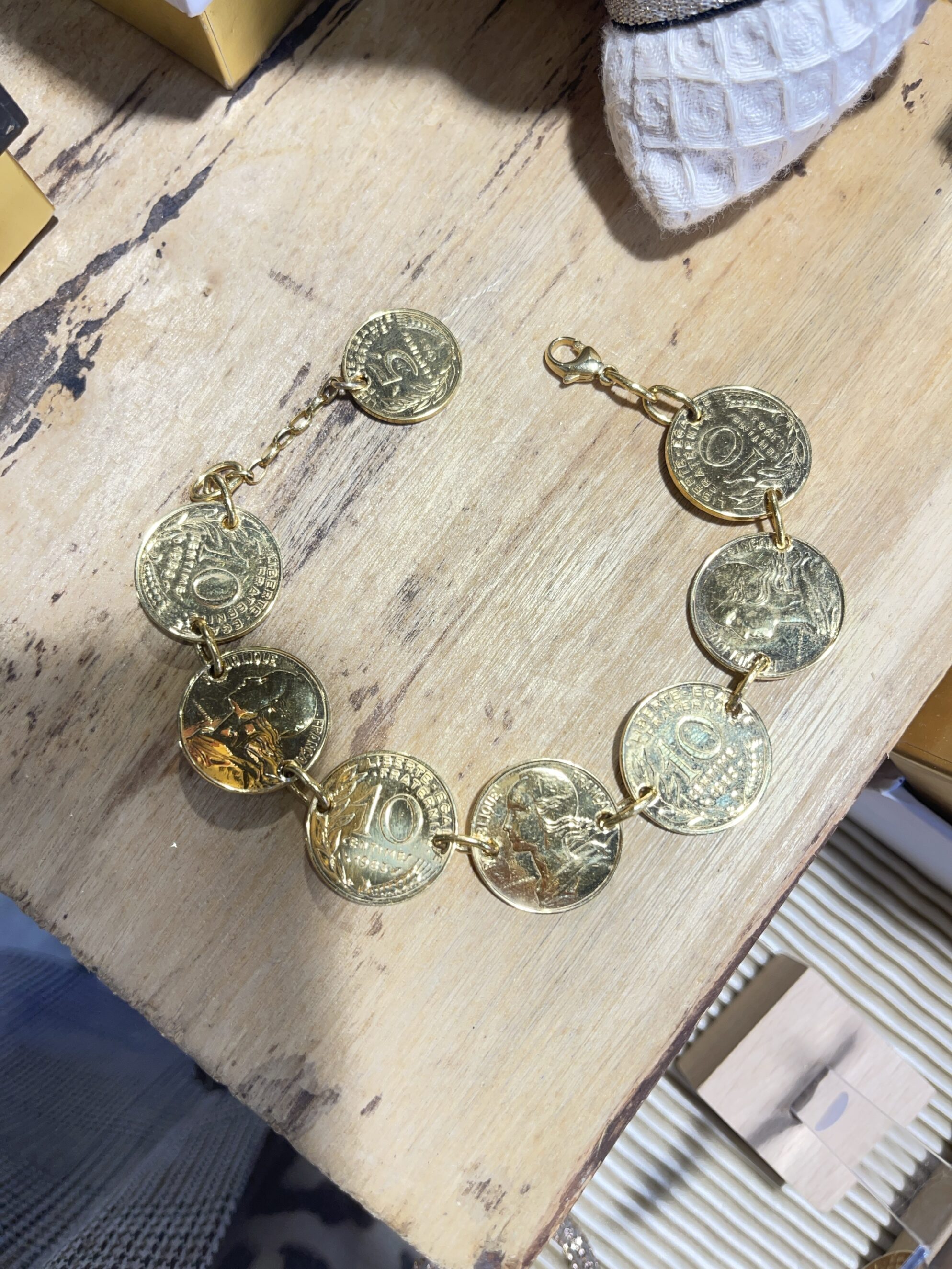 Le P'tit Franc Révolution 10 centimes bracelet plaqué or