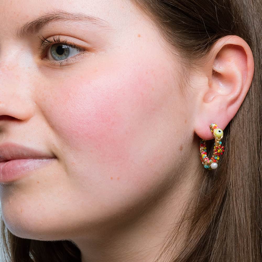 HYPNOCHIC FLORA boucles d'oreilles créoles multicolores perles Miyuki
