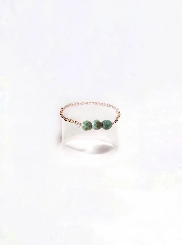 Ô Plum Jamy bague chaîne turquoise plaqué or 52