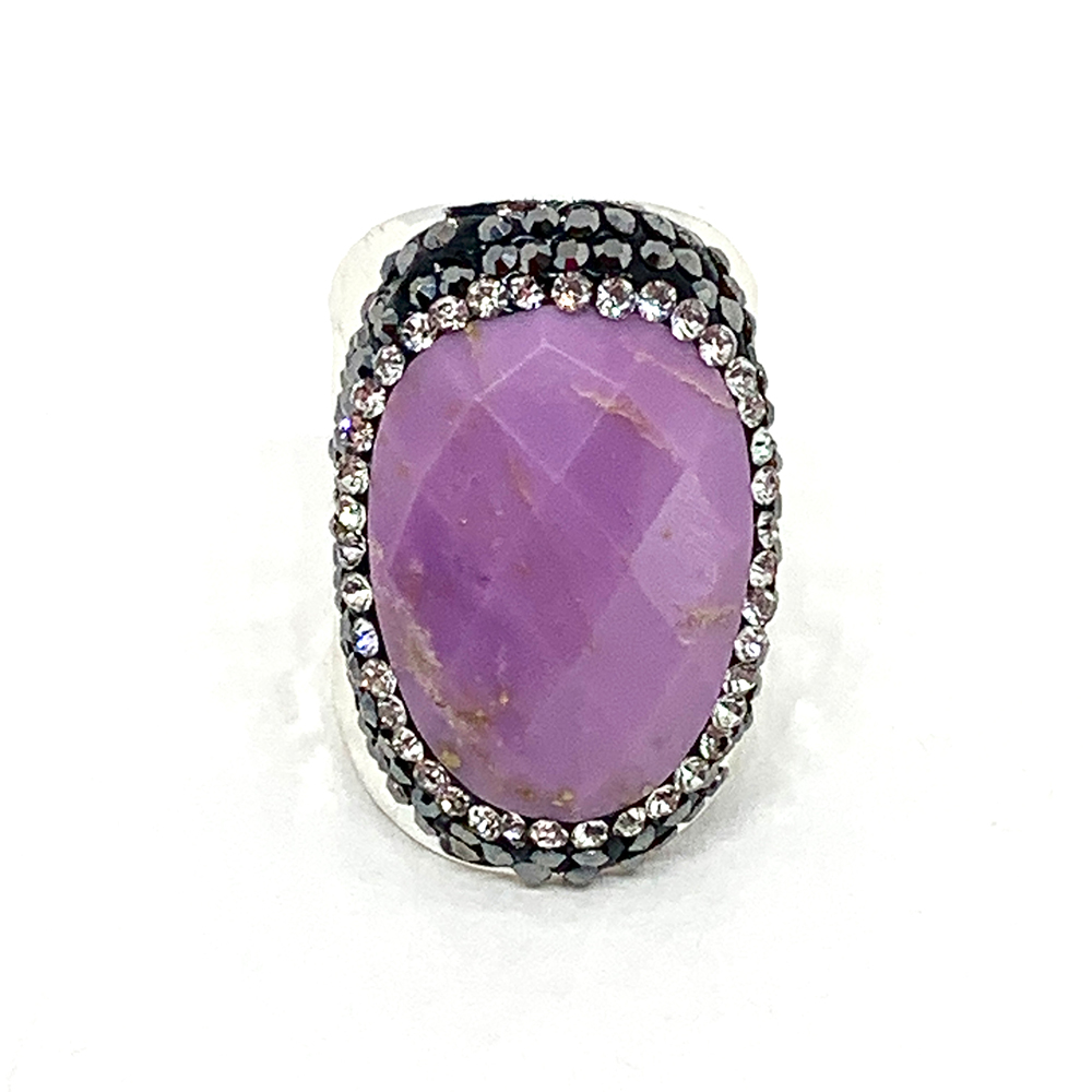 Hypnochic Bague Argenté Strass Pierre Mohave Ajustable