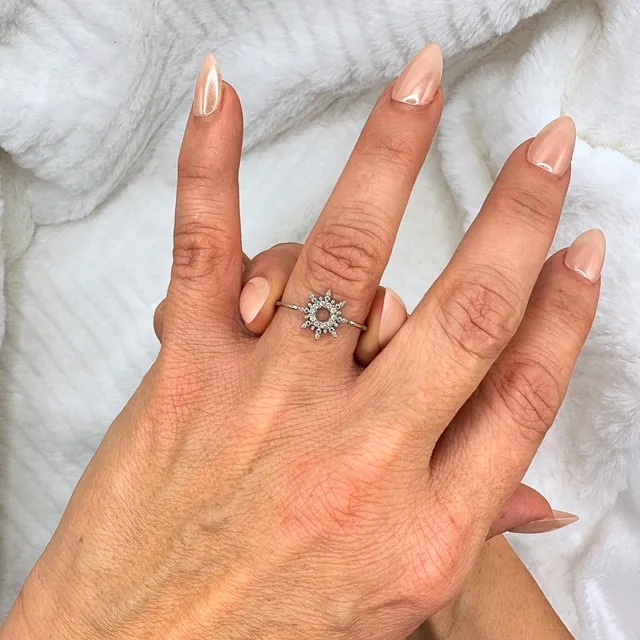 MAD SO CREATION Sun bague soleil argent ajustable strass