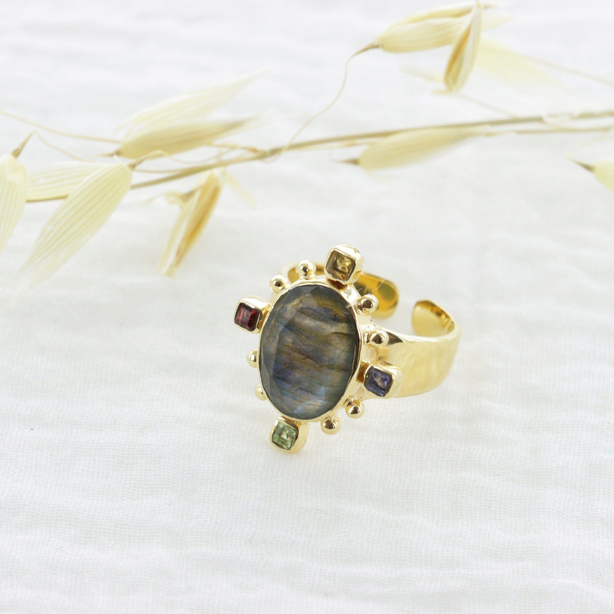 Leticia Ponti Margot bague cristal ajustable plaqué or