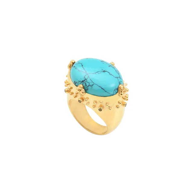 Leticia Ponti Alba XL bague turquoise taille 52 plaqué or