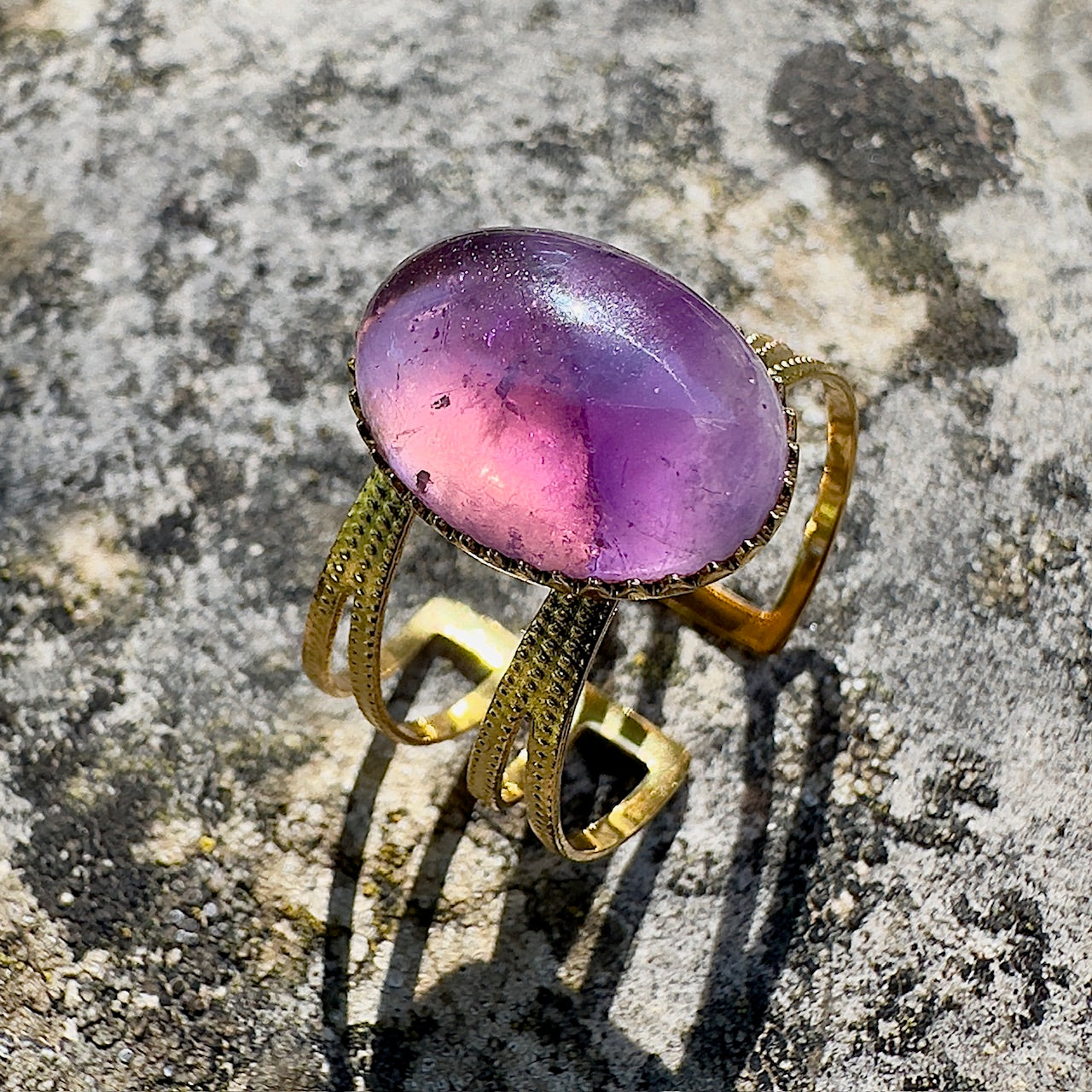 MAD SO CREATION Amia bague améthyste pierre naturelle ajustable