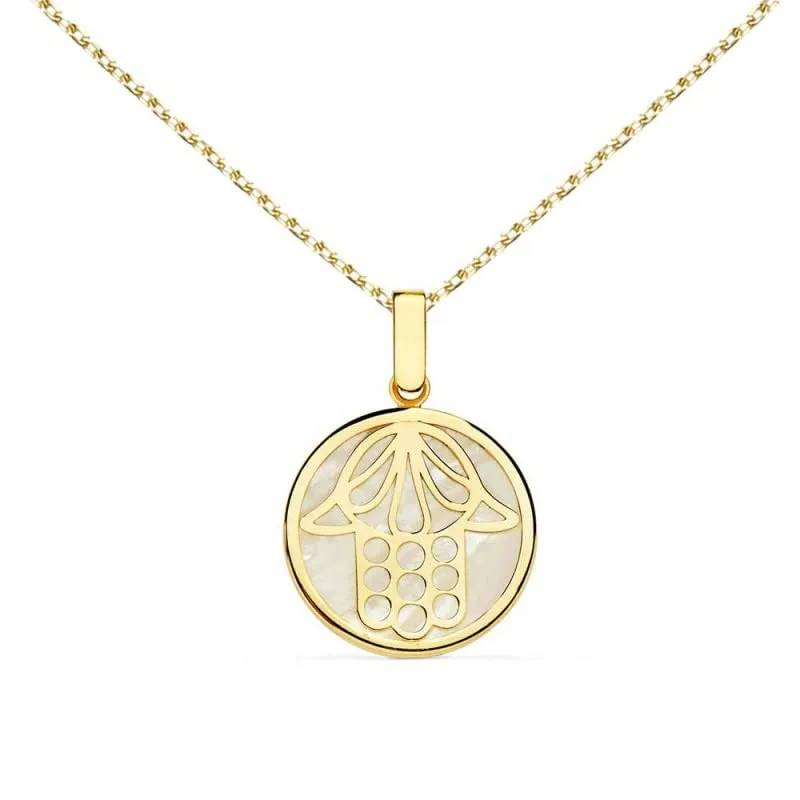 L'Atelier d'Azur Collier Main de Fatma or 18 carats nacre
