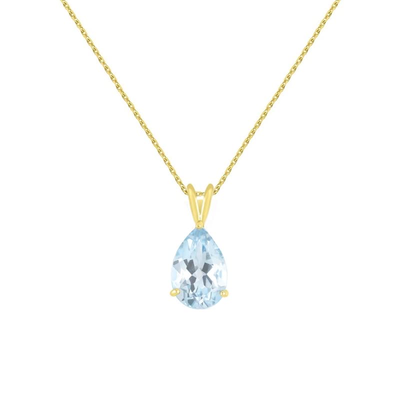 L'Atelier d'Azur Pendentif Topaze Bleue Goutte Or Collier Femme