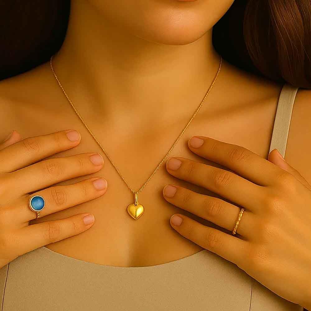 L'Atelier d'Azur Pendentif Coeur or jaune 18 carats 8 mm chaîne