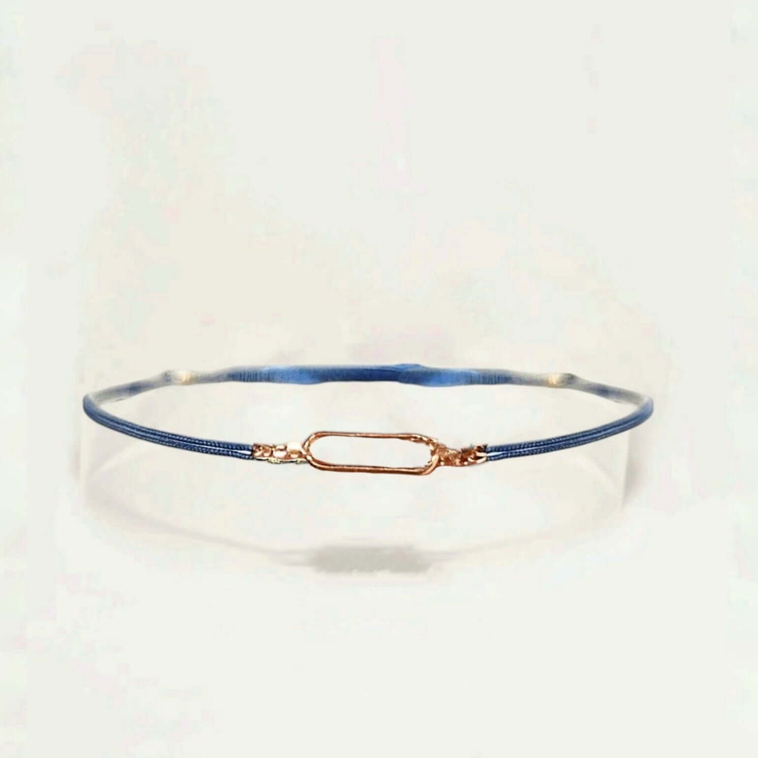 Ô PLUM Cordon Petit Anneau Ovale bracelet gris plaqué or
