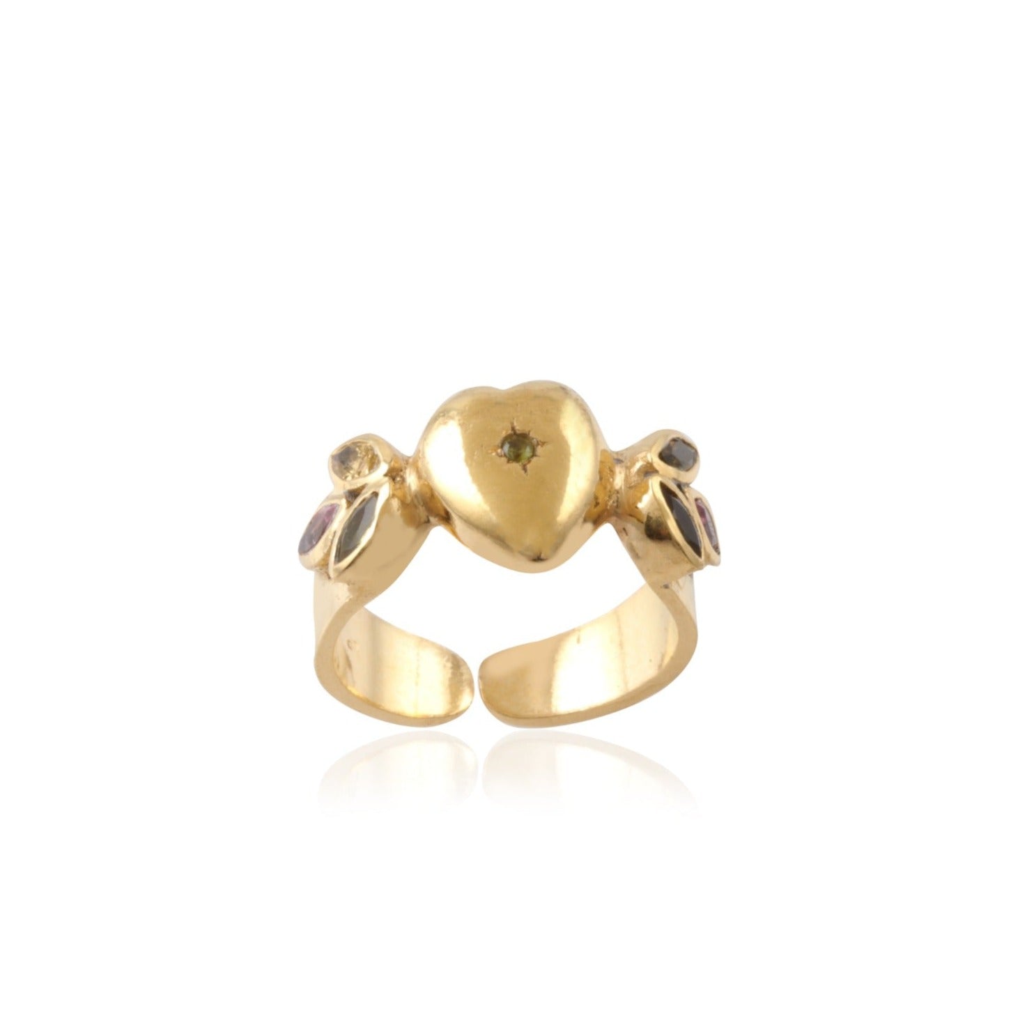 Leticia Ponti Heart bague tourmaline plaqué or ajustable