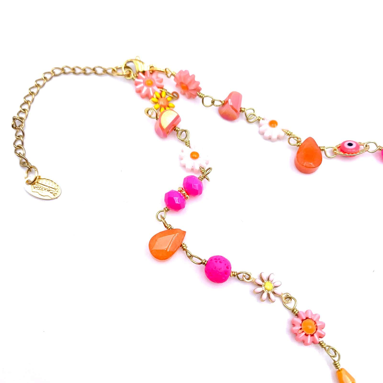 HYPNOCHIC Flora Collier plaqué or Perles Fleurs 50 cm