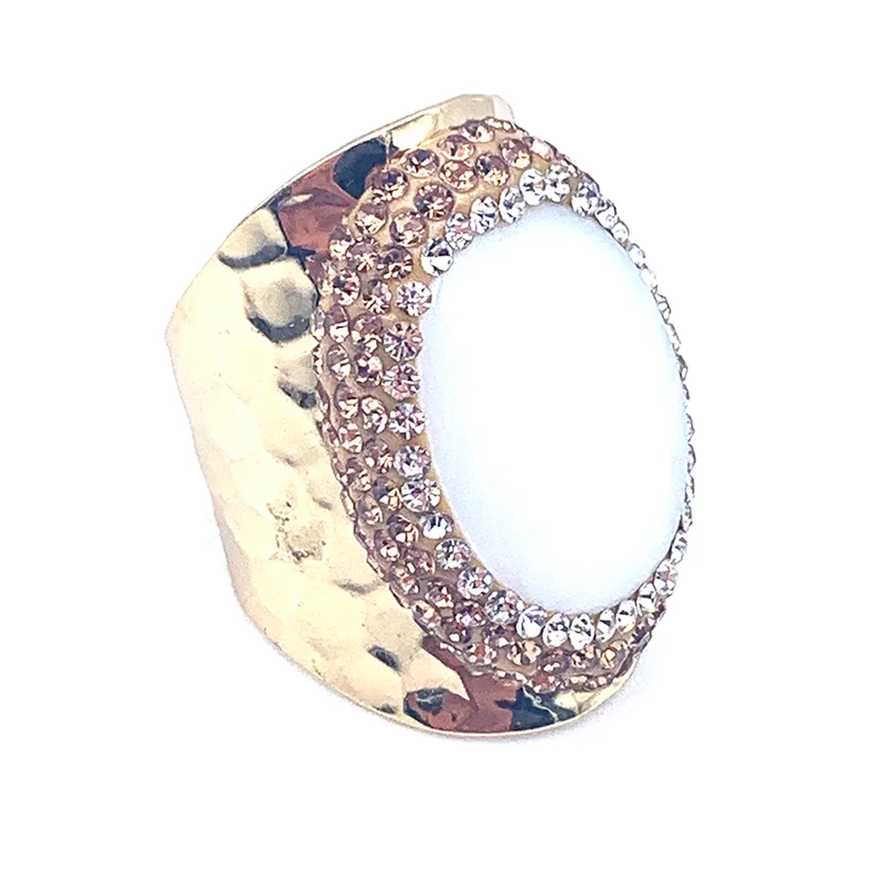 Hypnochic bague dorée strass pierre blanche ajustable