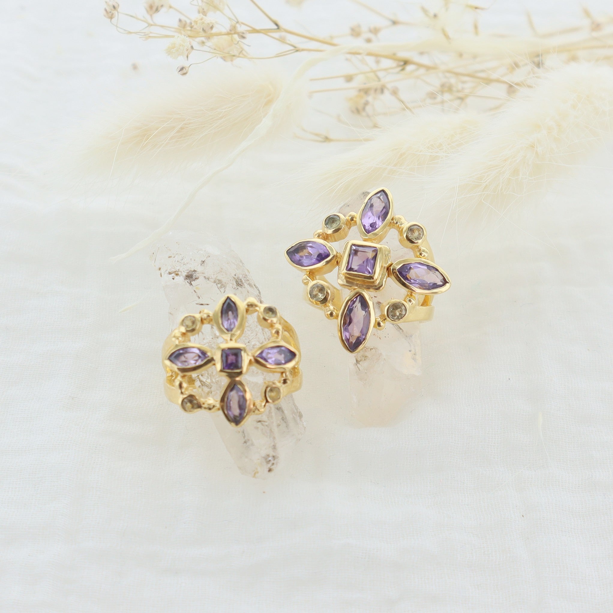 Leticia Ponti Rosie bague améthyste citrine taille XL plaqué or