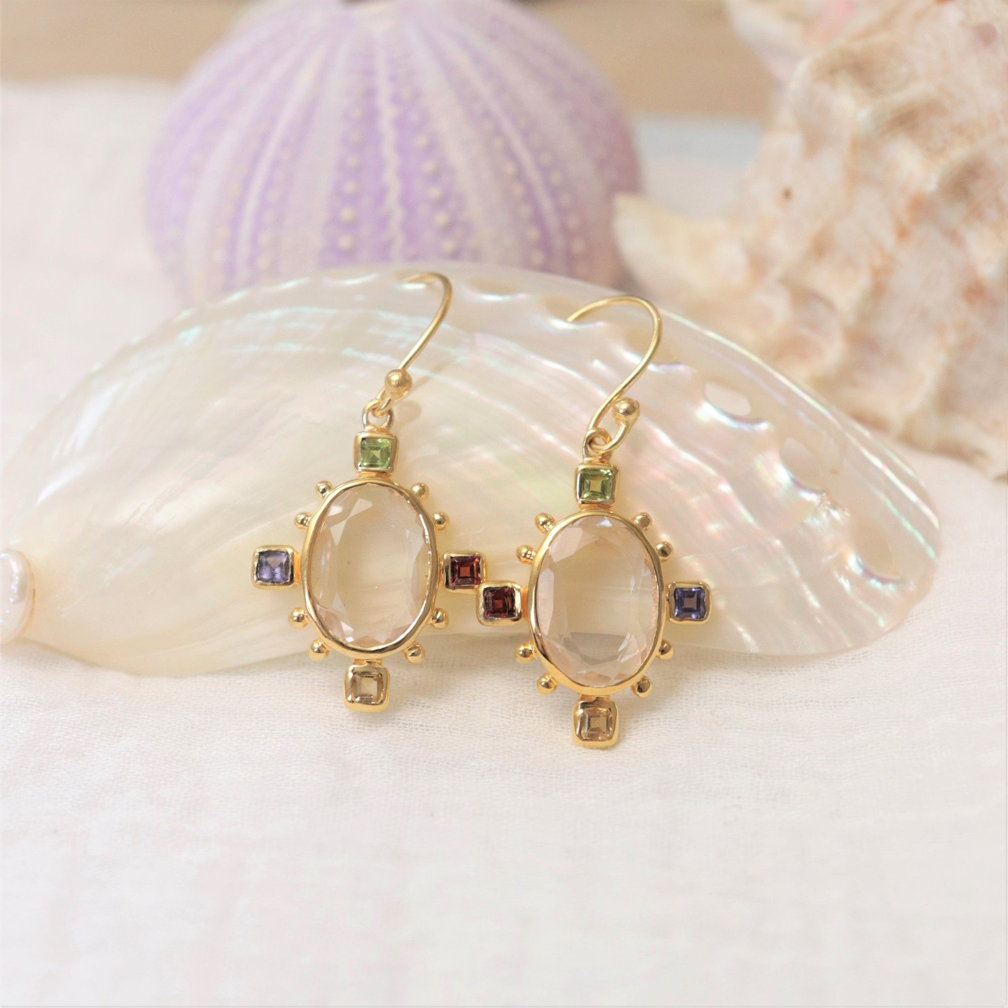 Leticia Ponti Margot boucles labradorite plaqué or