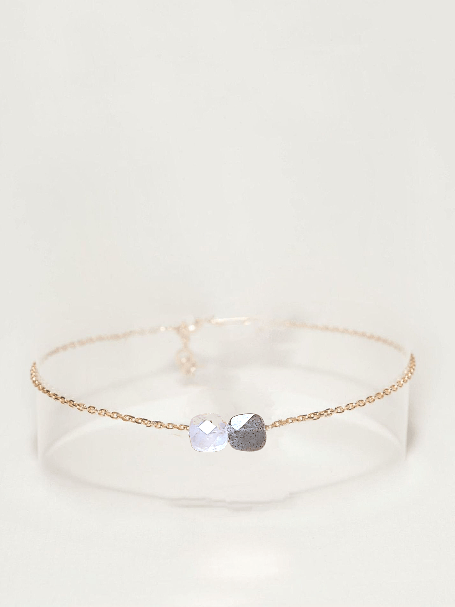 Ô PLUM Aliénor bracelet labradorite pierre de lune plaqué or
