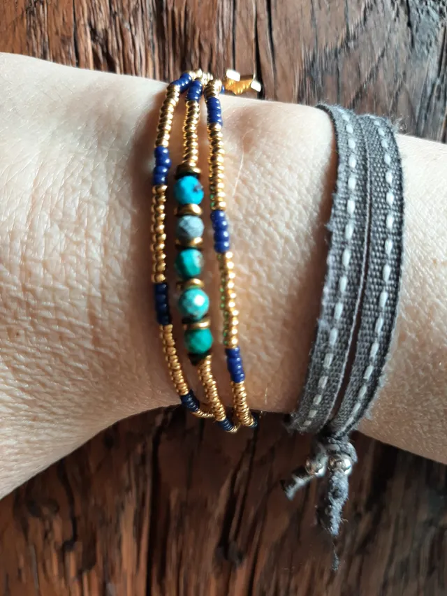Les Ailes de Gloria Multirangs African Blue bracelet bleu